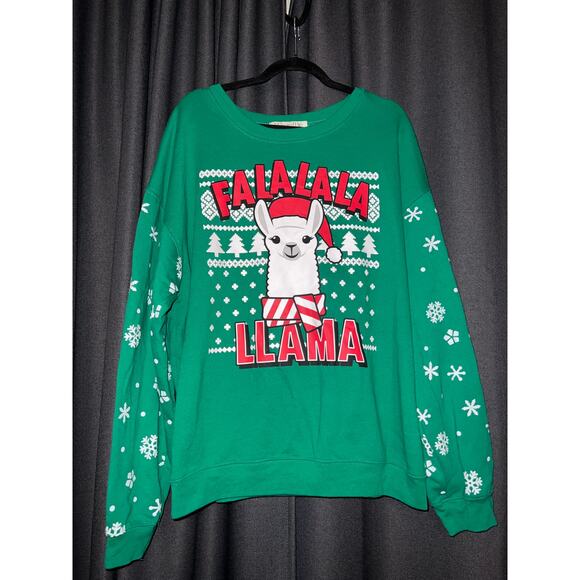 Ugly Christmas Sweater Xmas Sweatshirt Crewneck Size XXL Llama - Picture 1 of 3